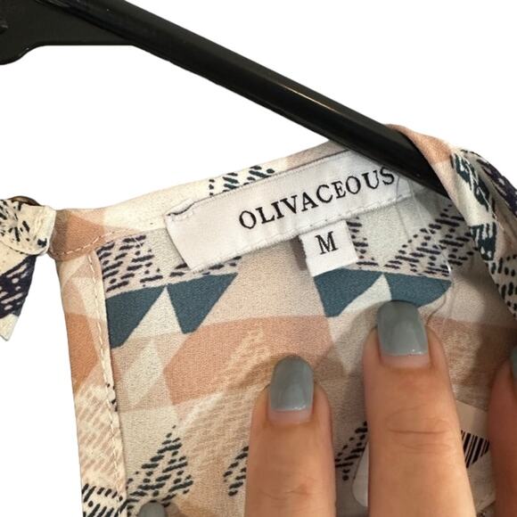 Olivaceous Blue Muliti-color Tribal Long Sleeve Wrap Style Blouse Women Sz M - Picture 9 of 11